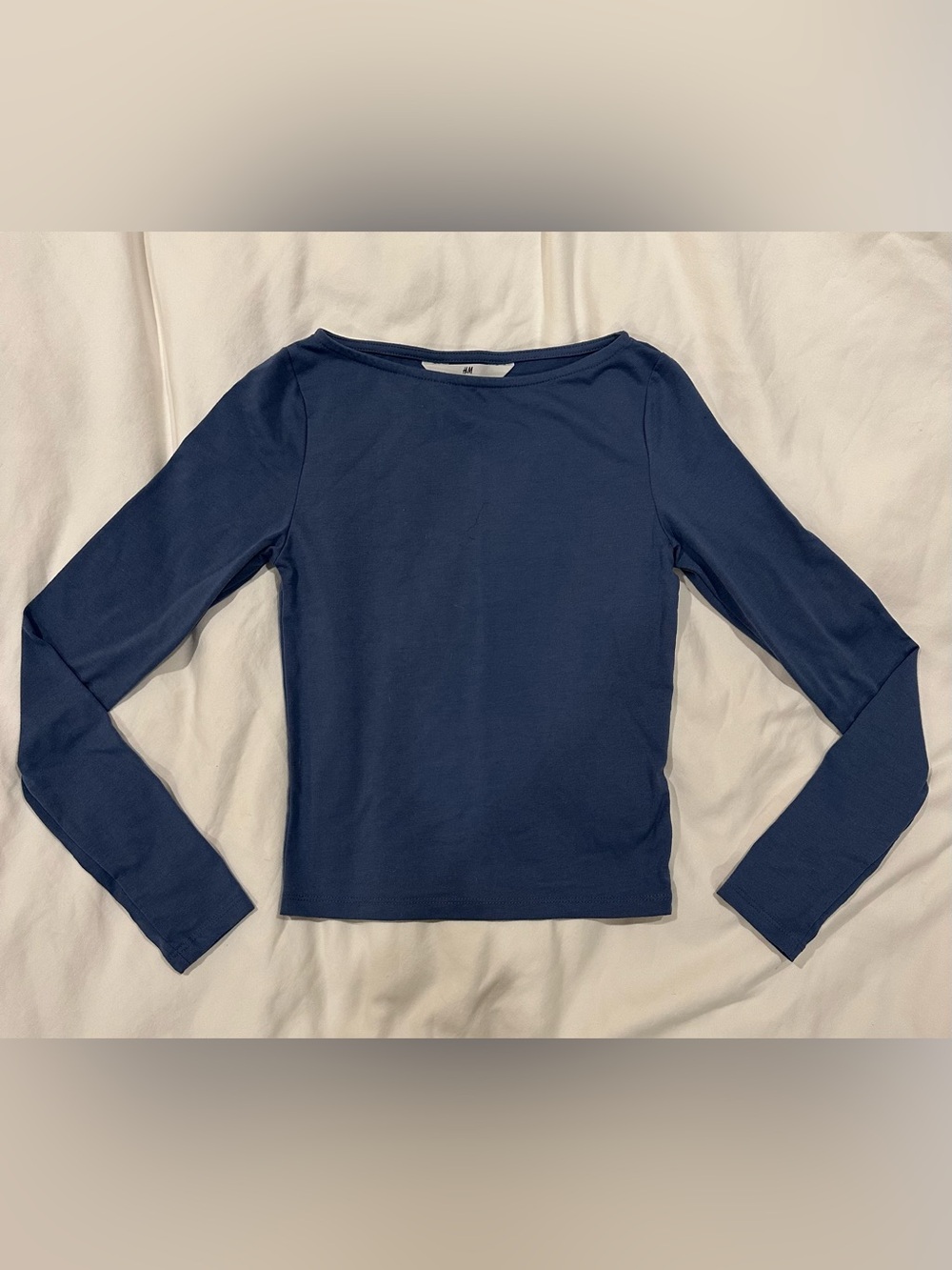 H&M Dark Blue Boatneck Long-Sleeve Top